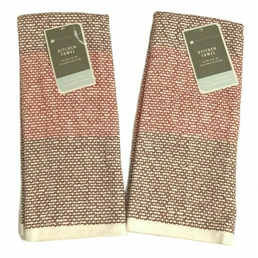Refresh Home Kitchen Dish Towels Super Absorbent Terry Cotton Blend Set of 2